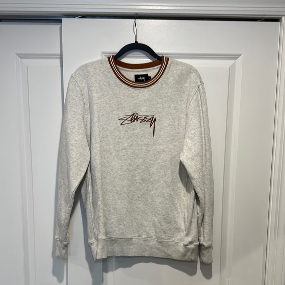 Stussy Gray Sweatshirt with Brown Accents